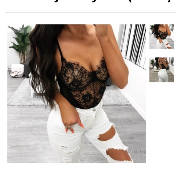 Black Lace Bodysuit - Picture 1 of 3